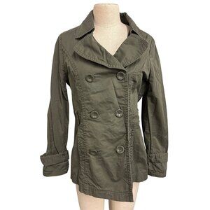 Forever 21 Womens Olive Green Double-Breasted Cotton Peacoat Medium